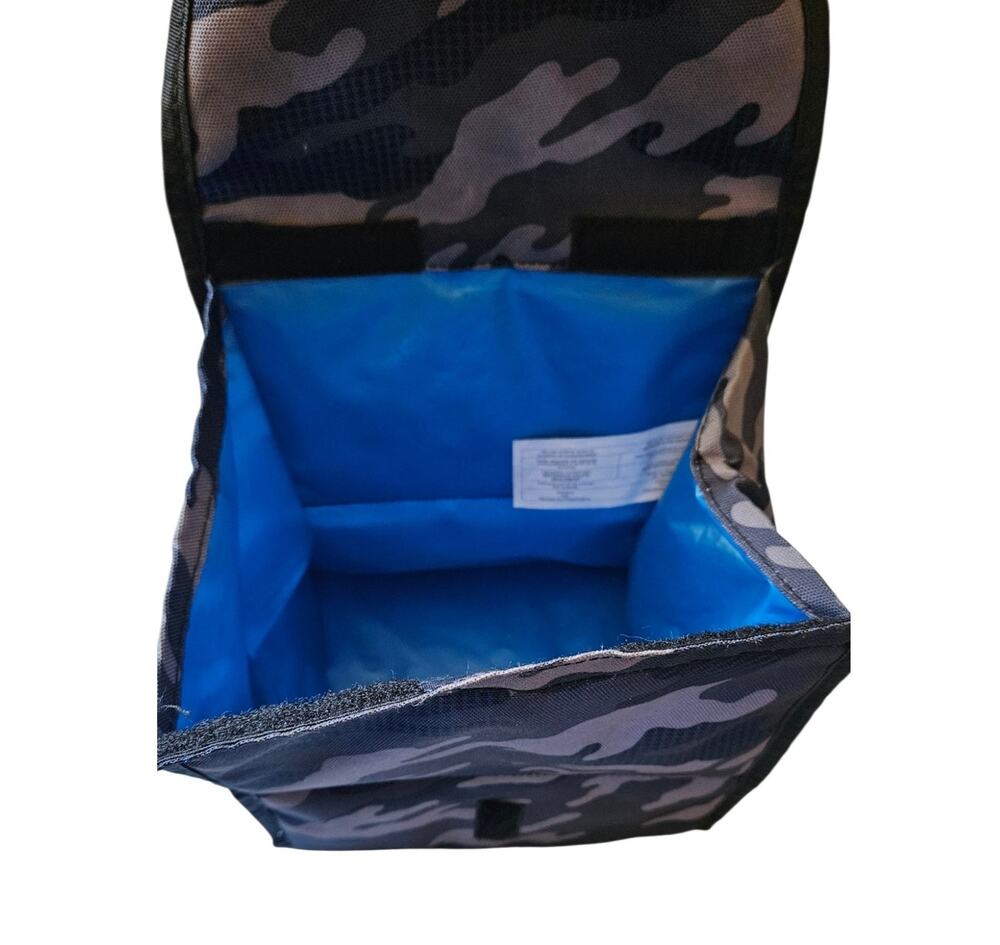 PackIt Freezable Foldable Lunch Bag Blue Camo Built-In Ice Pack